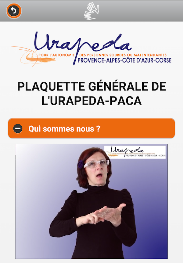 impression écran de la page web Altercode version LSF de la plaquette générale de l'Urapeda Paca Corse.